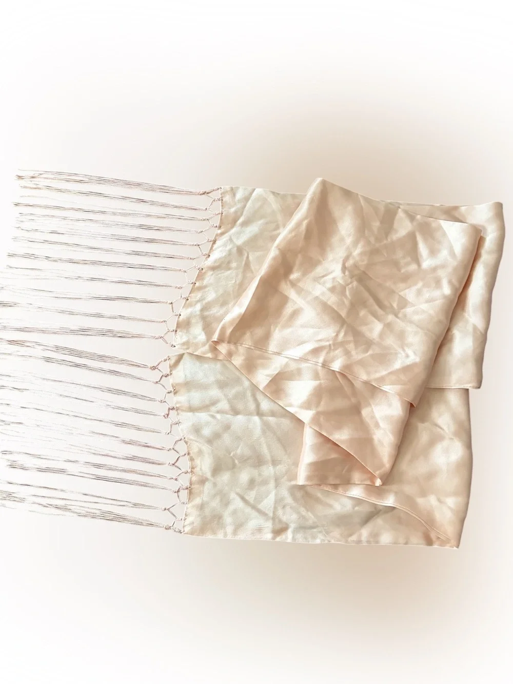 Cejon 100% Silk Blush Pink Fringe Scarf